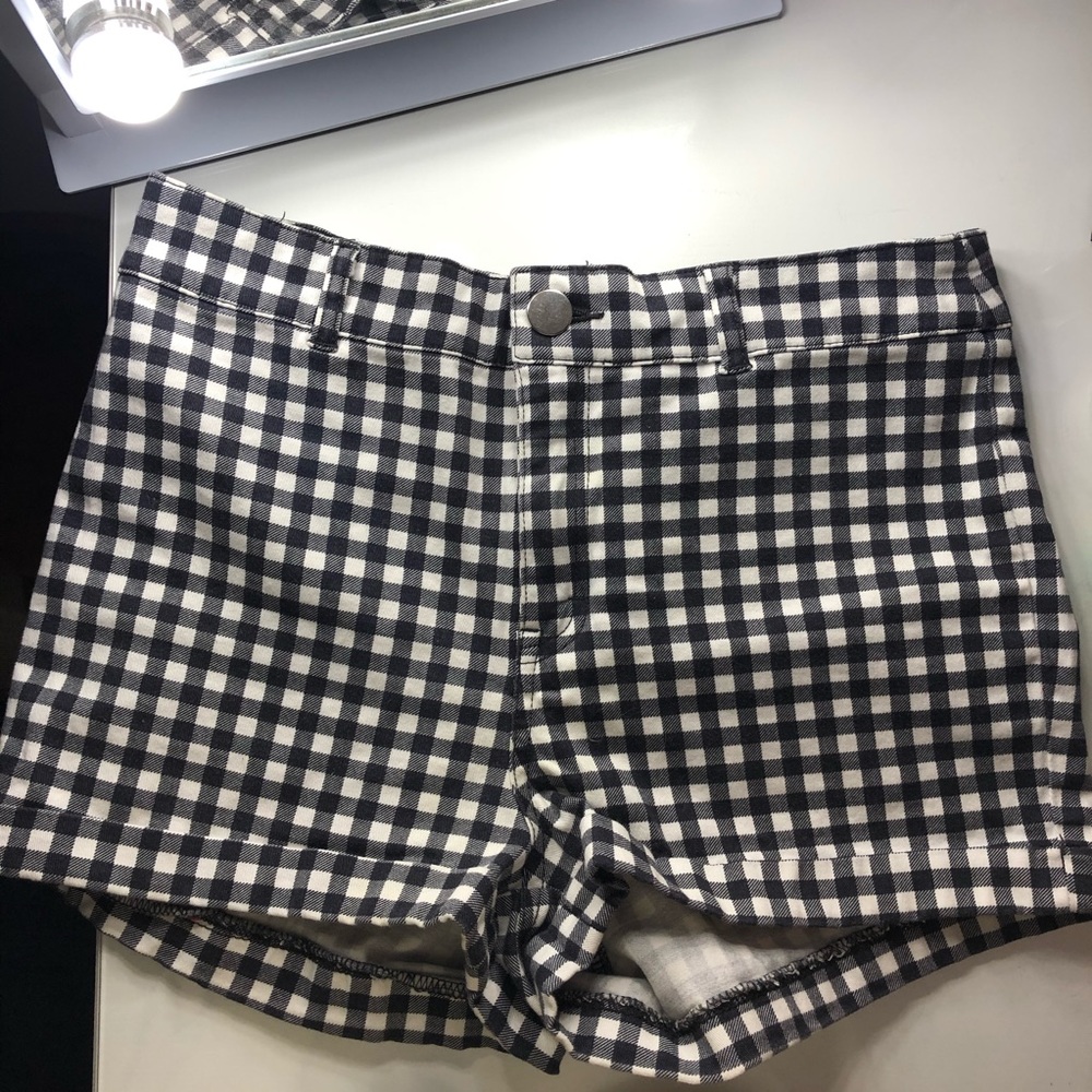 High rise plaid gingham shorts